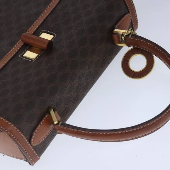 CELINE Macadam Canvas Hand Bag Pvc Leather Brown Gold - Picture 6 of 13